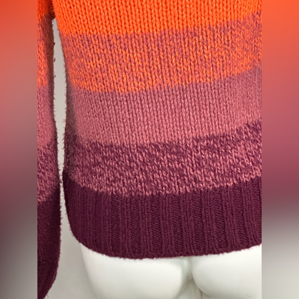 White + Warren Size S Cashmere/Wool-Silk Blend Colorful Striped Women's Sweater - Picture 9 of 11